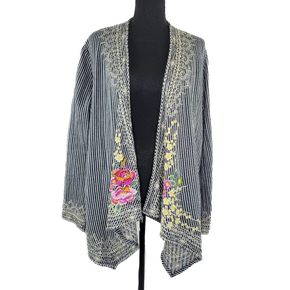 WORLD MARKET Open Front Embroidered Longsleeve Cardigan - Picture 1 of 8